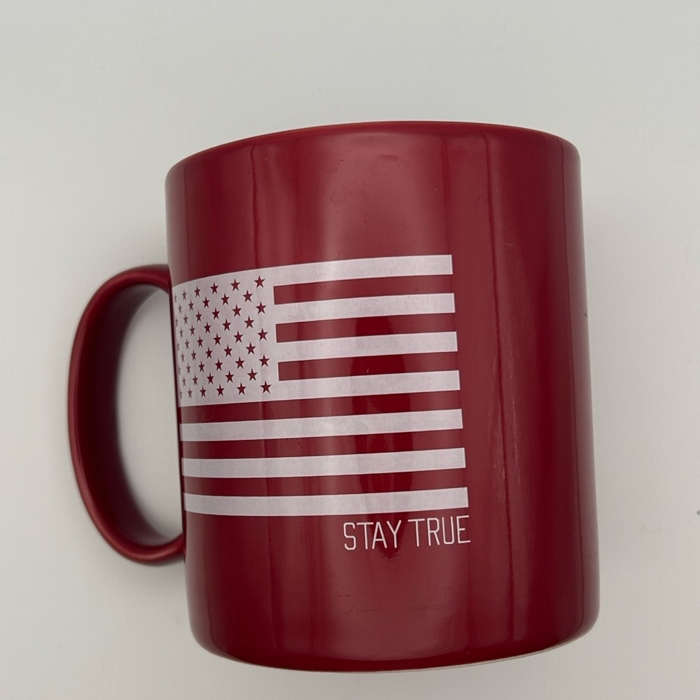 Life Is Good Red Mug with Flag Design